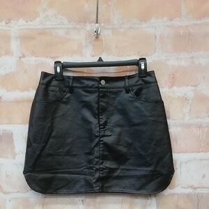 NWT Calypso Black Leather Mini Skirt Size S